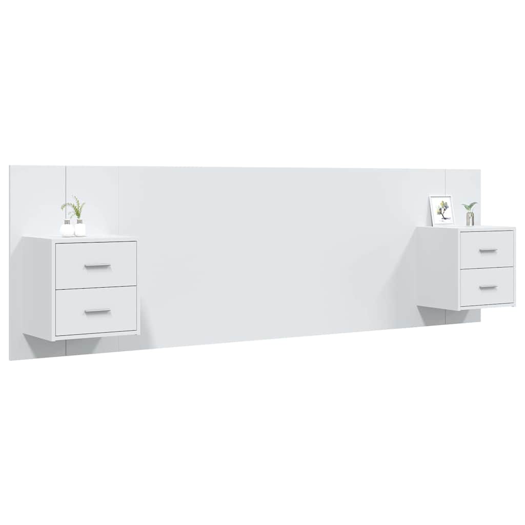 vidaXL Bed Headboard with Cabinets White Engineered Wood 3