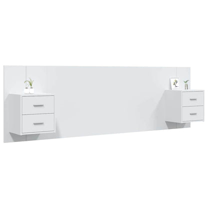 vidaXL Bed Headboard with Cabinets White Engineered Wood 3