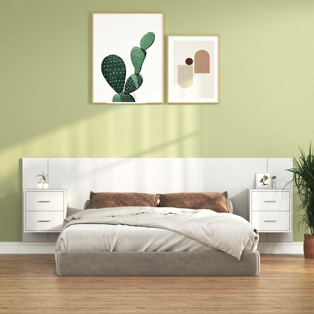 vidaXL Bed Headboard with Cabinets White Engineered Wood 1