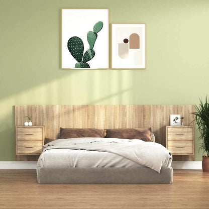 Bed Headboard with Cabinets Engineered Wood Two Drawers Sonoma oak