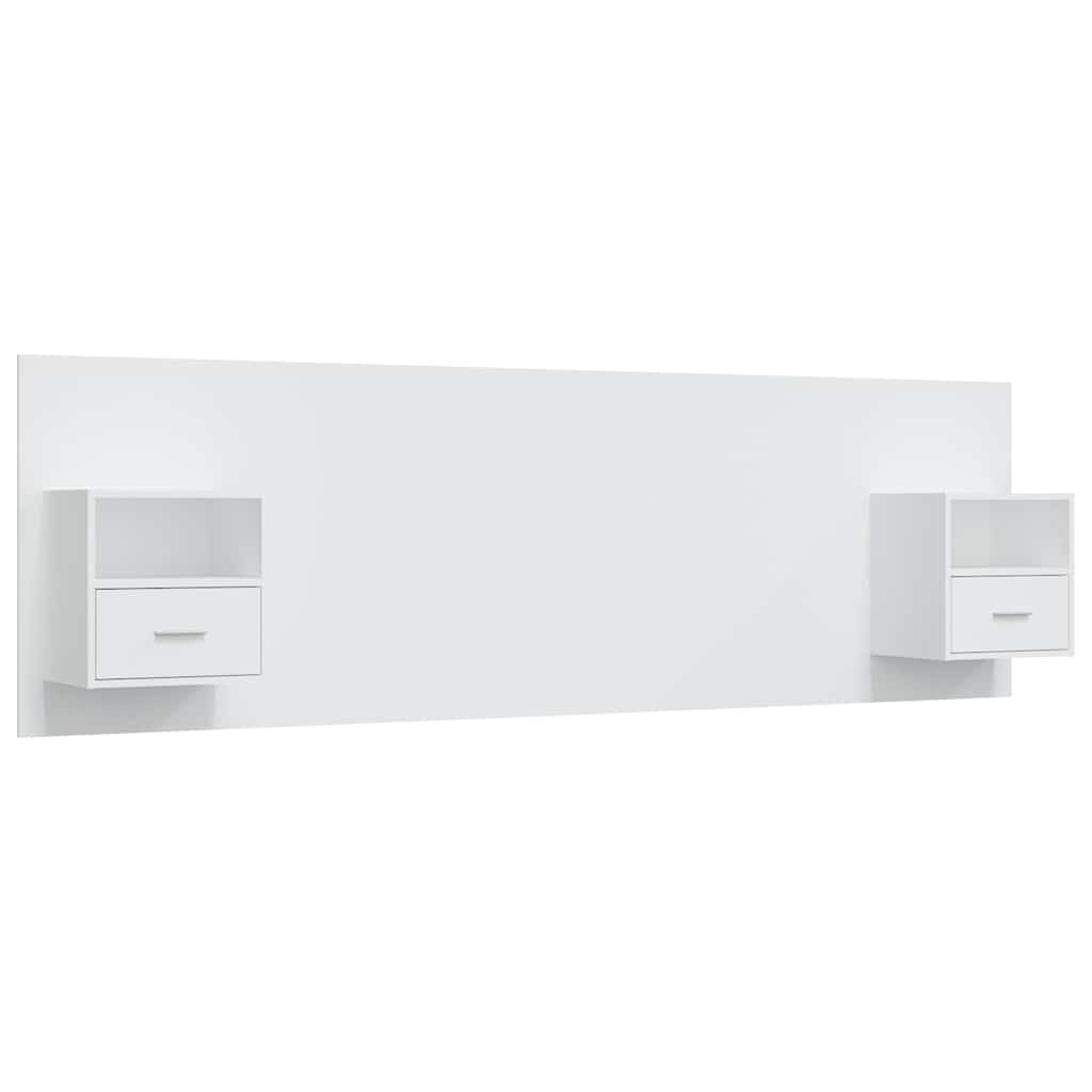 vidaXL Bed Headboard with Cabinets White Engineered Wood 2
