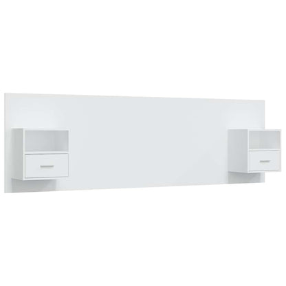 vidaXL Bed Headboard with Cabinets White Engineered Wood 2