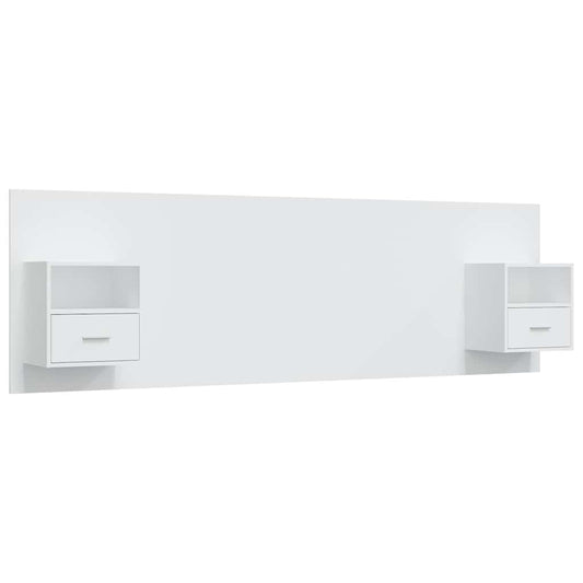 vidaXL Bed Headboard with Cabinets White Engineered Wood 2