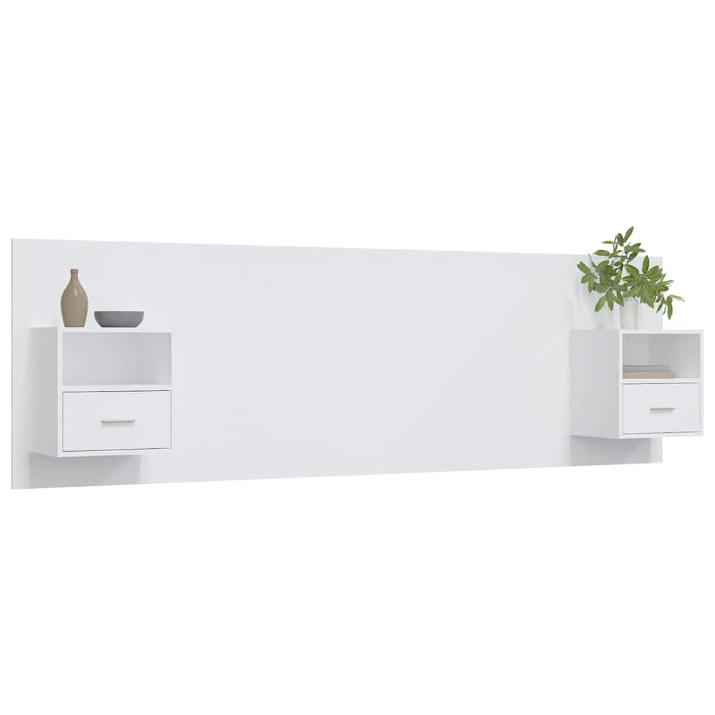 vidaXL Bed Headboard with Cabinets White Engineered Wood 3
