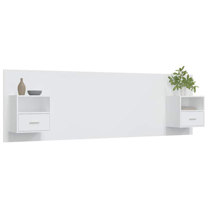 vidaXL Bed Headboard with Cabinets White Engineered Wood 3