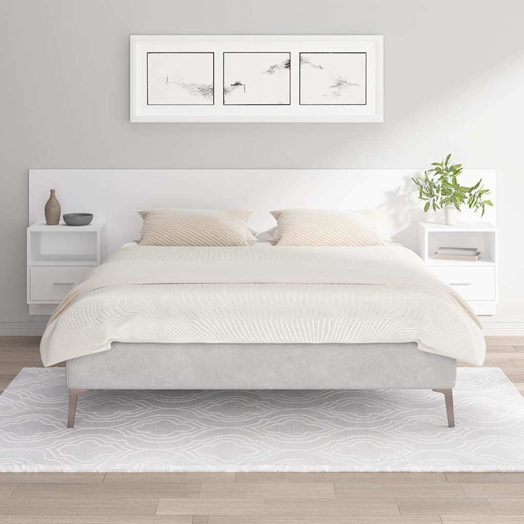 vidaXL Bed Headboard with Cabinets White Engineered Wood 1