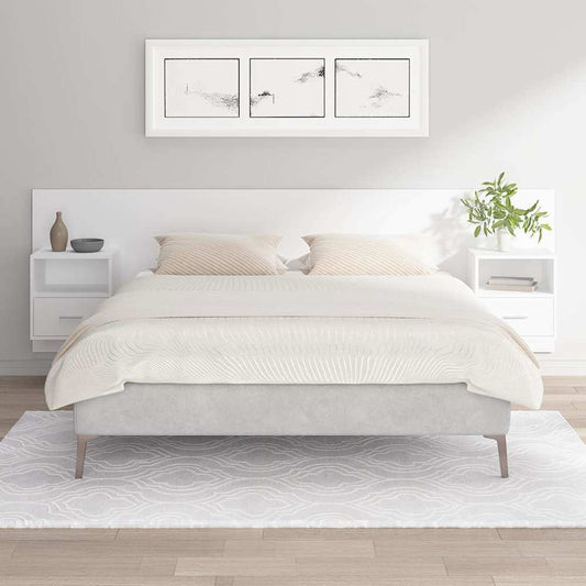 vidaXL Bed Headboard with Cabinets White Engineered Wood 1
