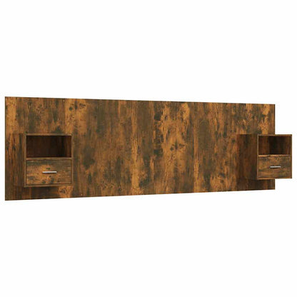 vidaXL Bed Headboard with Cabinets Smoked Oak Engineered Wood 2