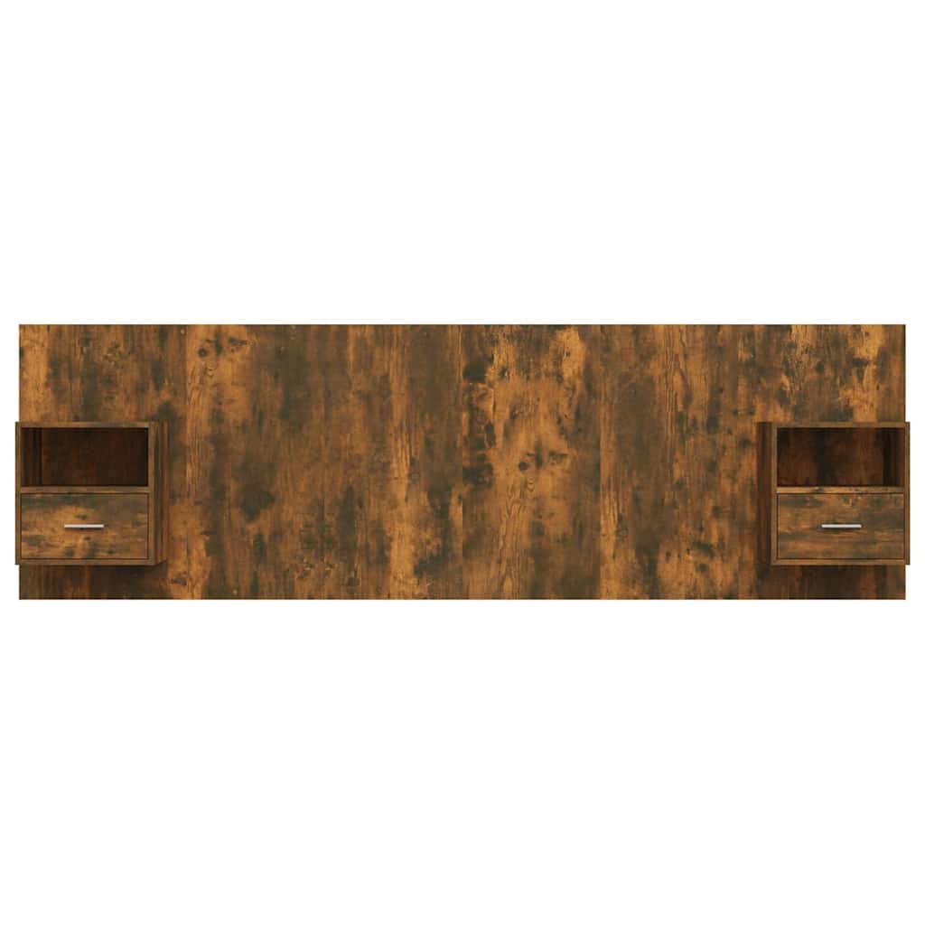 vidaXL Bed Headboard with Cabinets Smoked Oak Engineered Wood 4