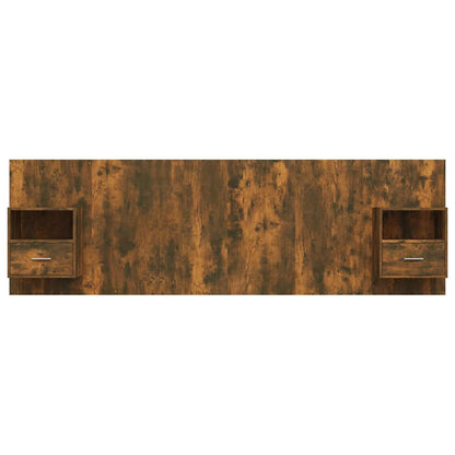 vidaXL Bed Headboard with Cabinets Smoked Oak Engineered Wood 4