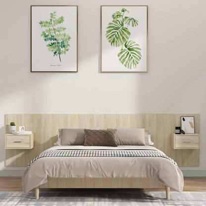 Bed Headboard with Cabinets Engineered Wood One Drawer Sonoma oak