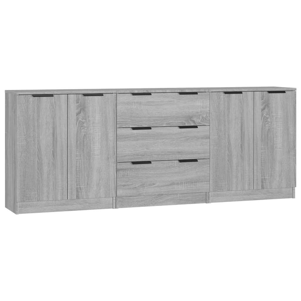 vidaXL 3 Piece Sideboards Grey Sonama Engineered Wood 2