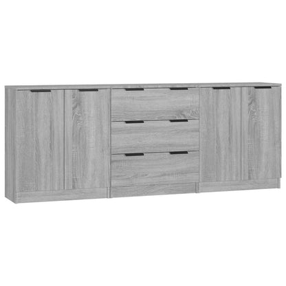 vidaXL 3 Piece Sideboards Grey Sonama Engineered Wood 2