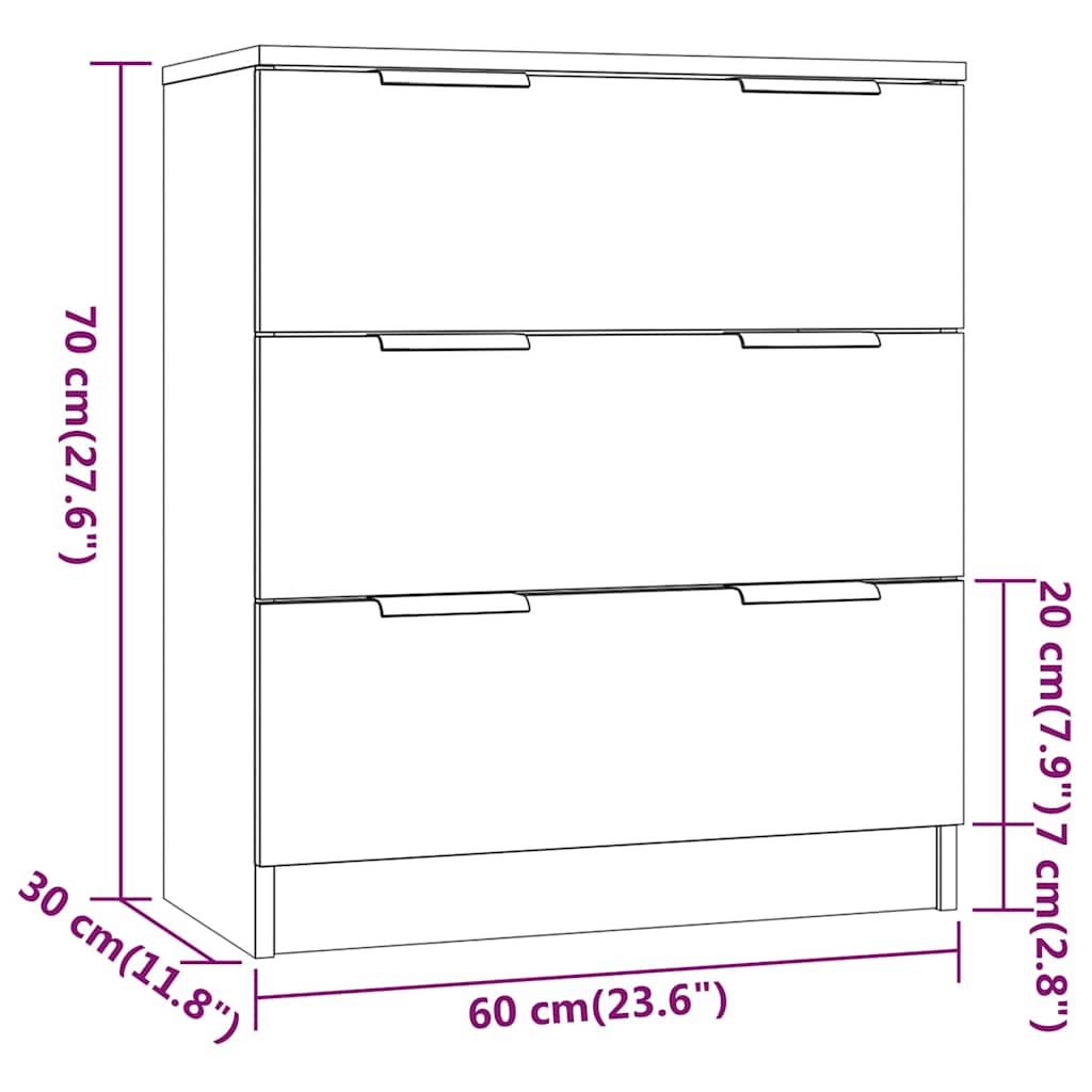 vidaXL 3 Piece Sideboards Grey Sonama Engineered Wood 6