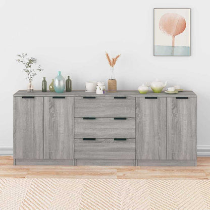 vidaXL 3 Piece Sideboards Grey Sonama Engineered Wood 1