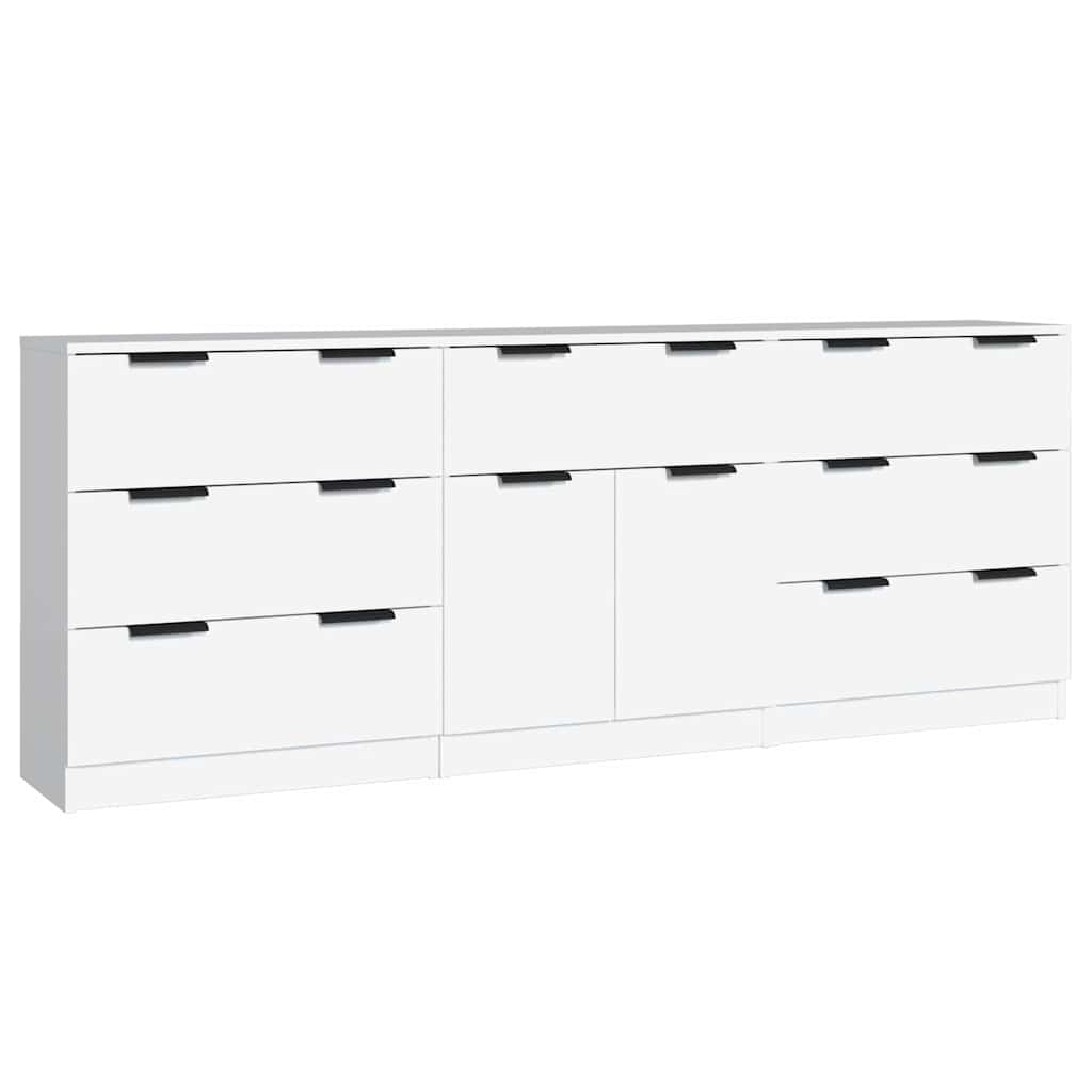 vidaXL 3 Piece Sideboards White Engineered Wood 2