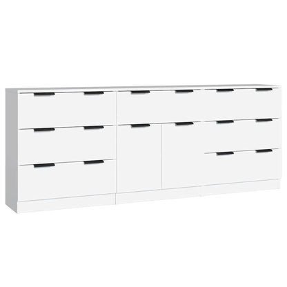 vidaXL 3 Piece Sideboards White Engineered Wood 2