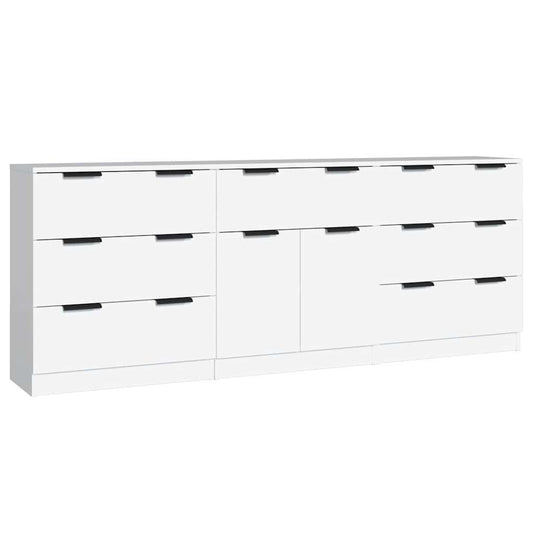 vidaXL 3 Piece Sideboards White Engineered Wood 2
