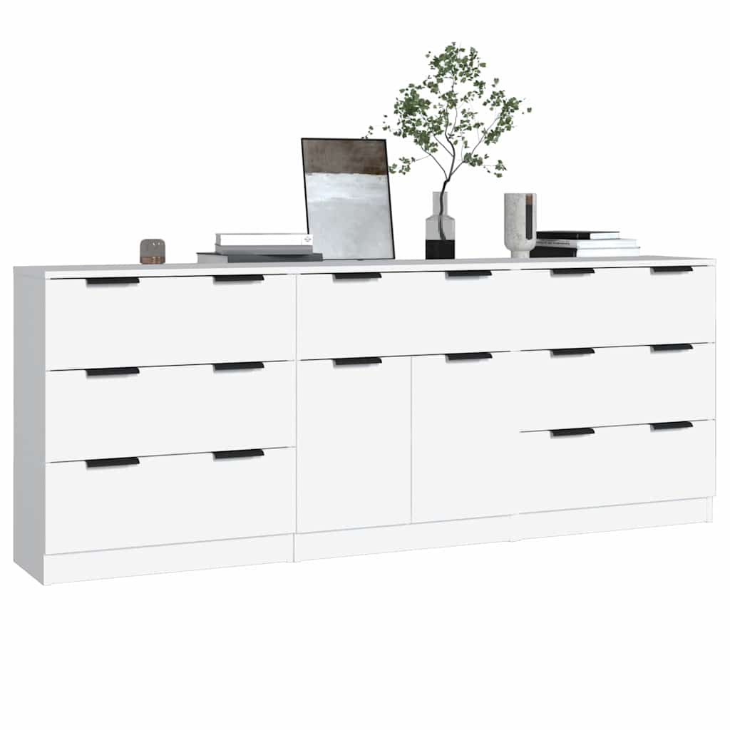 vidaXL 3 Piece Sideboards White Engineered Wood 3