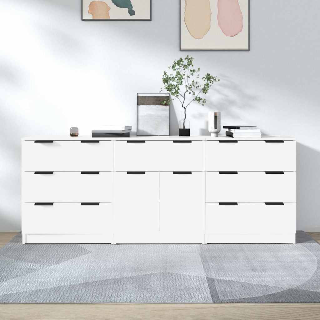 vidaXL 3 Piece Sideboards White Engineered Wood 1