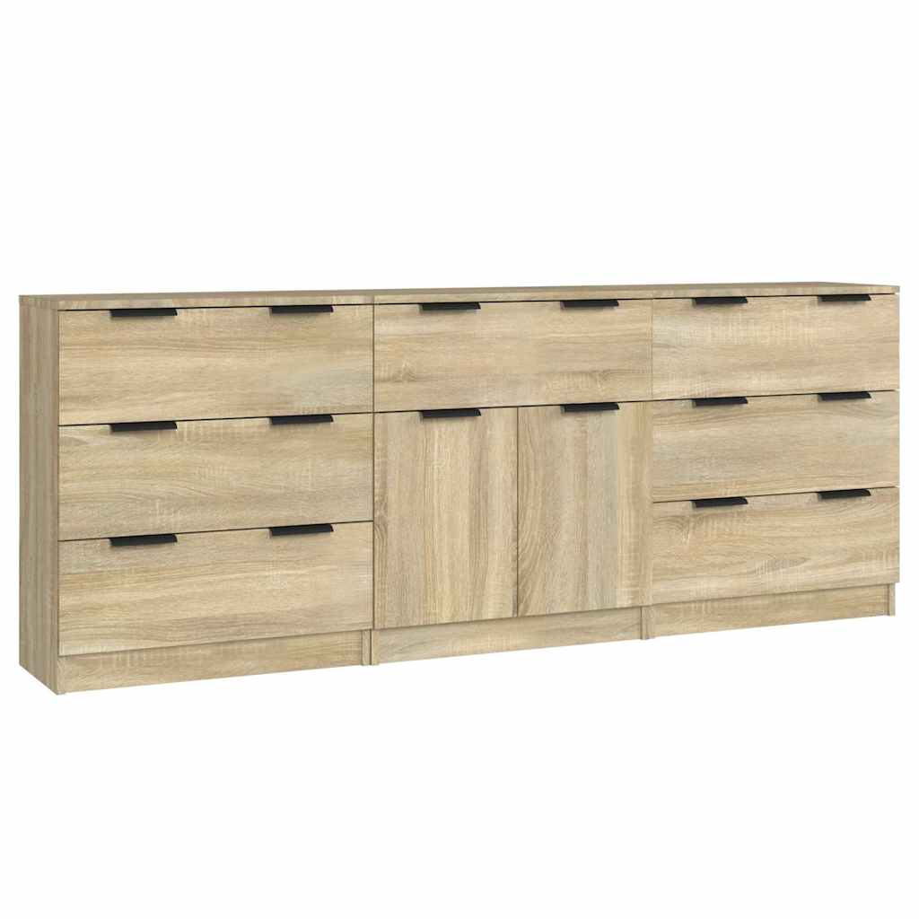 vidaXL 3 Piece Sideboards Sonoma Oak Engineered Wood 2