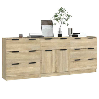 vidaXL 3 Piece Sideboards Sonoma Oak Engineered Wood 3