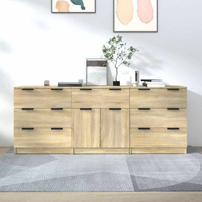 vidaXL 3 Piece Sideboards Sonoma Oak Engineered Wood 1