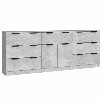 vidaXL 3 Piece Sideboards Concrete Grey Engineered Wood 2