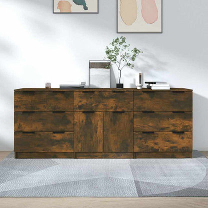 vidaXL 3 Piece Sideboards Smoked Oak Engineered Wood 1