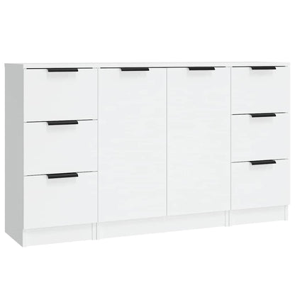 Sideboards 3 pcs Engineered Wood White