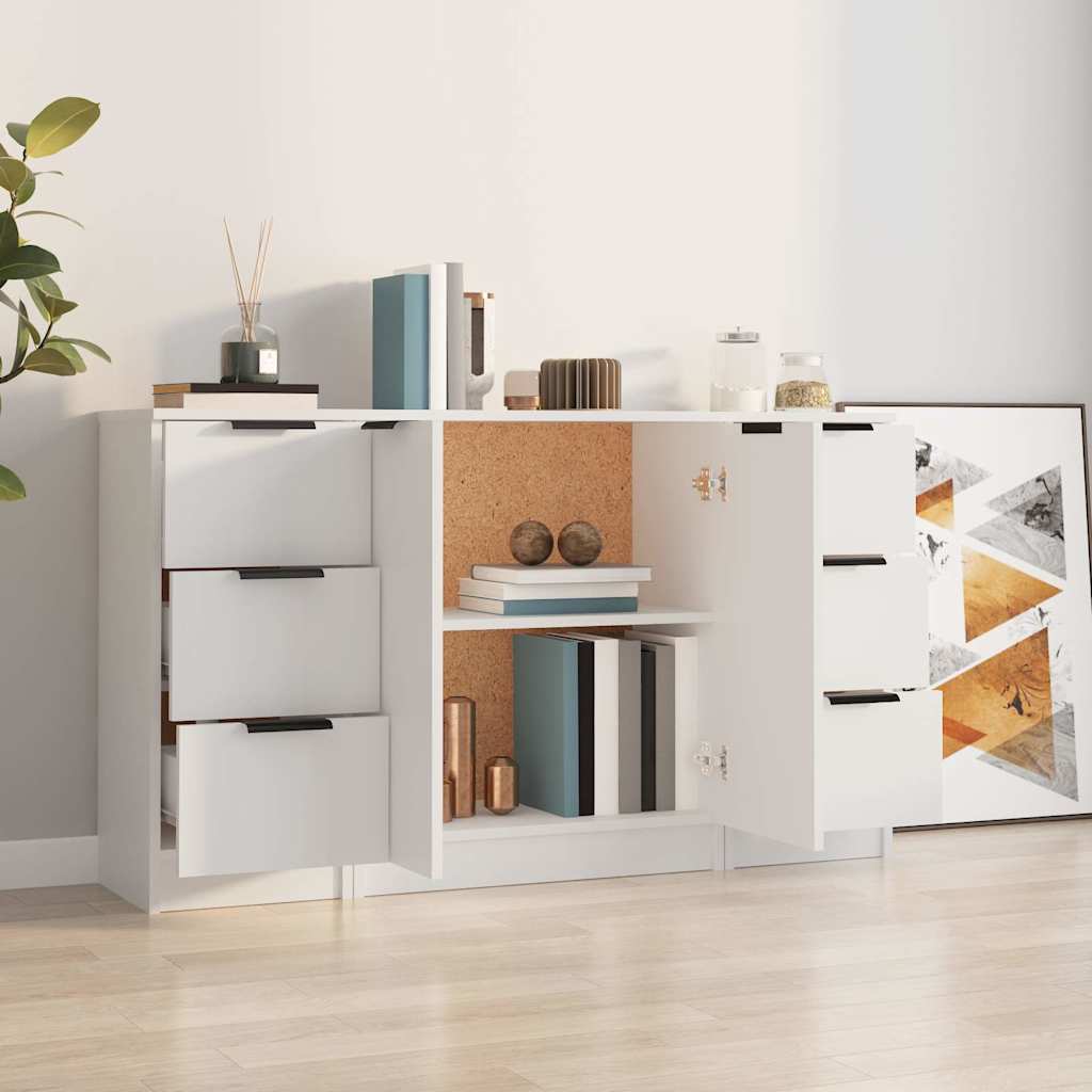 Sideboards 3 pcs Engineered Wood White