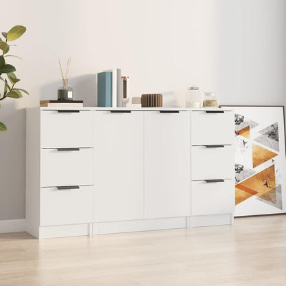 Sideboards 3 pcs Engineered Wood White