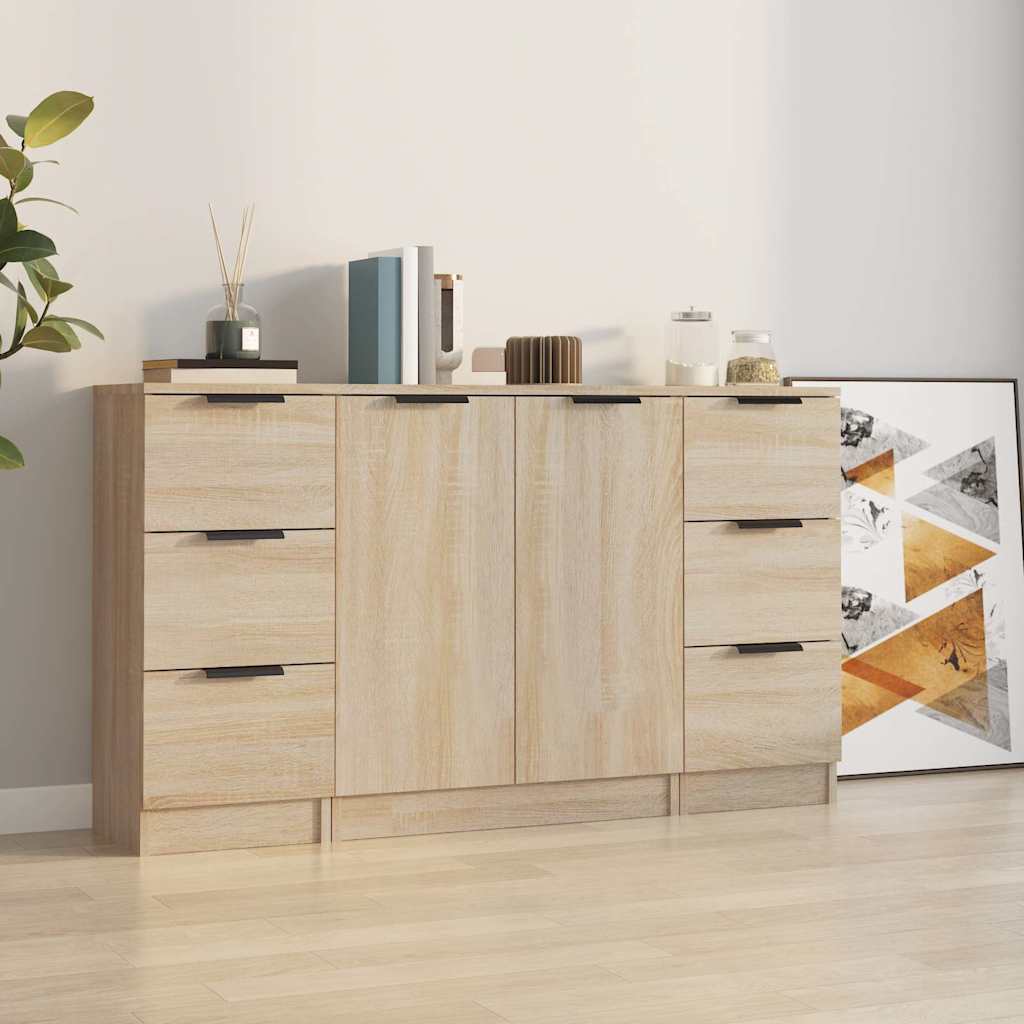 Sideboards 3 pcs Engineered Wood Sonoma oak