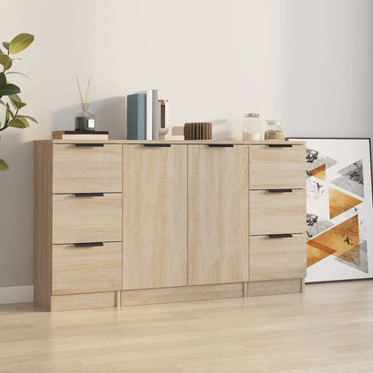 Sideboards 3 pcs Engineered Wood Sonoma oak