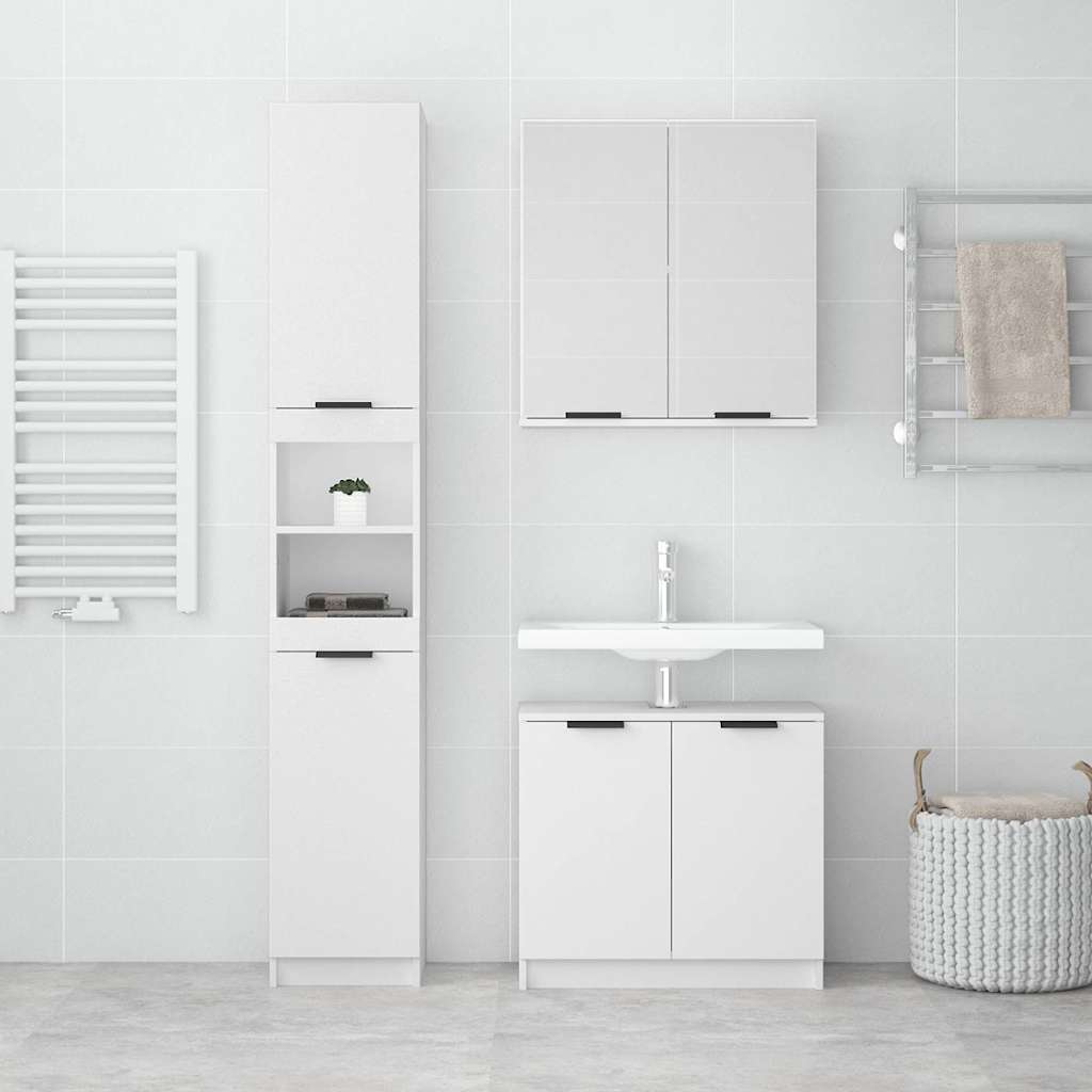 vidaXL 3 Piece Bathroom Cabinet Set White Engineered Wood 3