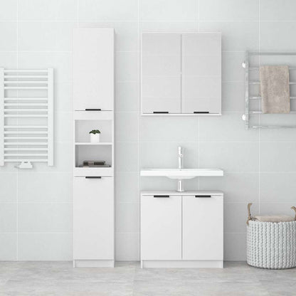 3 Piece Bathroom Cabinet Set Engineered Wood White