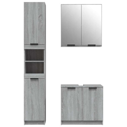 vidaXL 3 Piece Bathroom Cabinet Set Grey Sonoma Engineered Wood 4