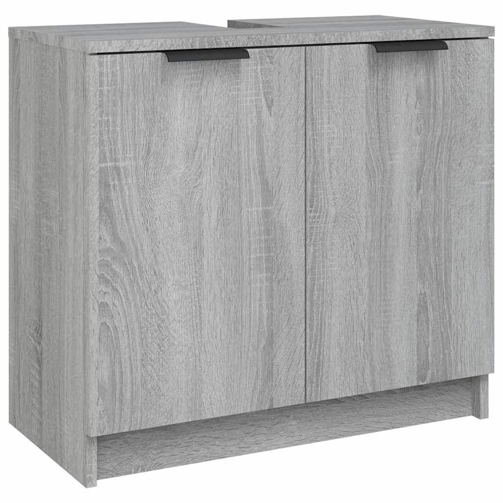 vidaXL 3 Piece Bathroom Cabinet Set Grey Sonoma Engineered Wood 6