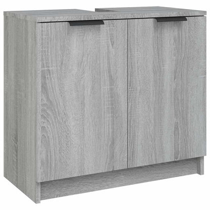 vidaXL 3 Piece Bathroom Cabinet Set Grey Sonoma Engineered Wood 6