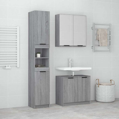 vidaXL 3 Piece Bathroom Cabinet Set Grey Sonoma Engineered Wood 1