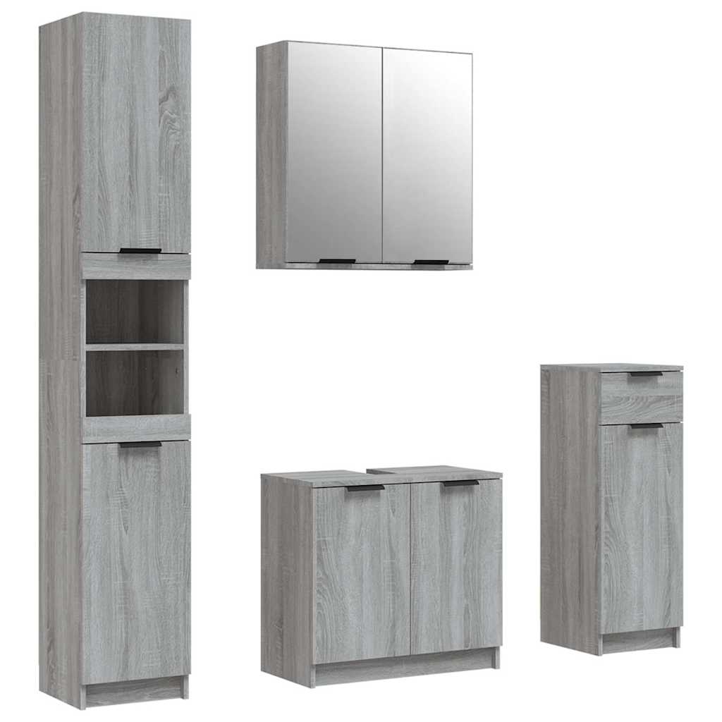 vidaXL 4 Piece Bathroom Cabinet Set Grey Sonoma Engineered Wood 2