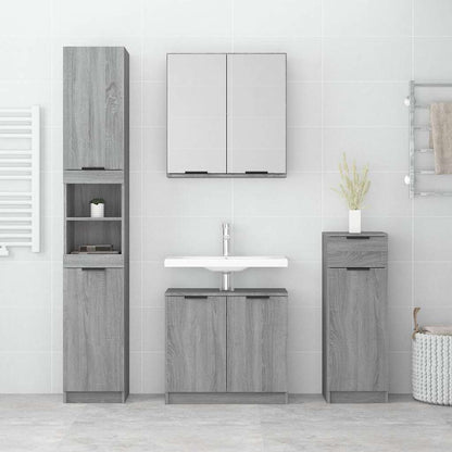 vidaXL 4 Piece Bathroom Cabinet Set Grey Sonoma Engineered Wood 3