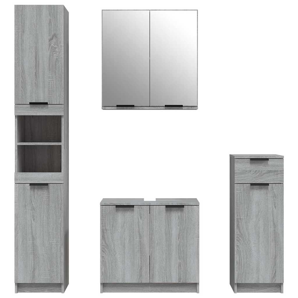 vidaXL 4 Piece Bathroom Cabinet Set Grey Sonoma Engineered Wood 4