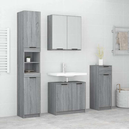 vidaXL 4 Piece Bathroom Cabinet Set Grey Sonoma Engineered Wood 1