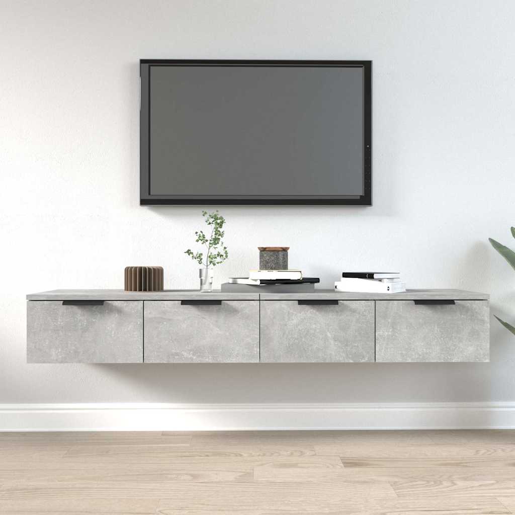 Wall Cabinets 2 pcs 68x30x20 cm Engineered Wood Concrete grey