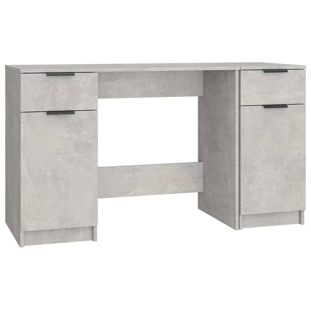 Desk with Side Cabinet Engineered Wood Concrete grey