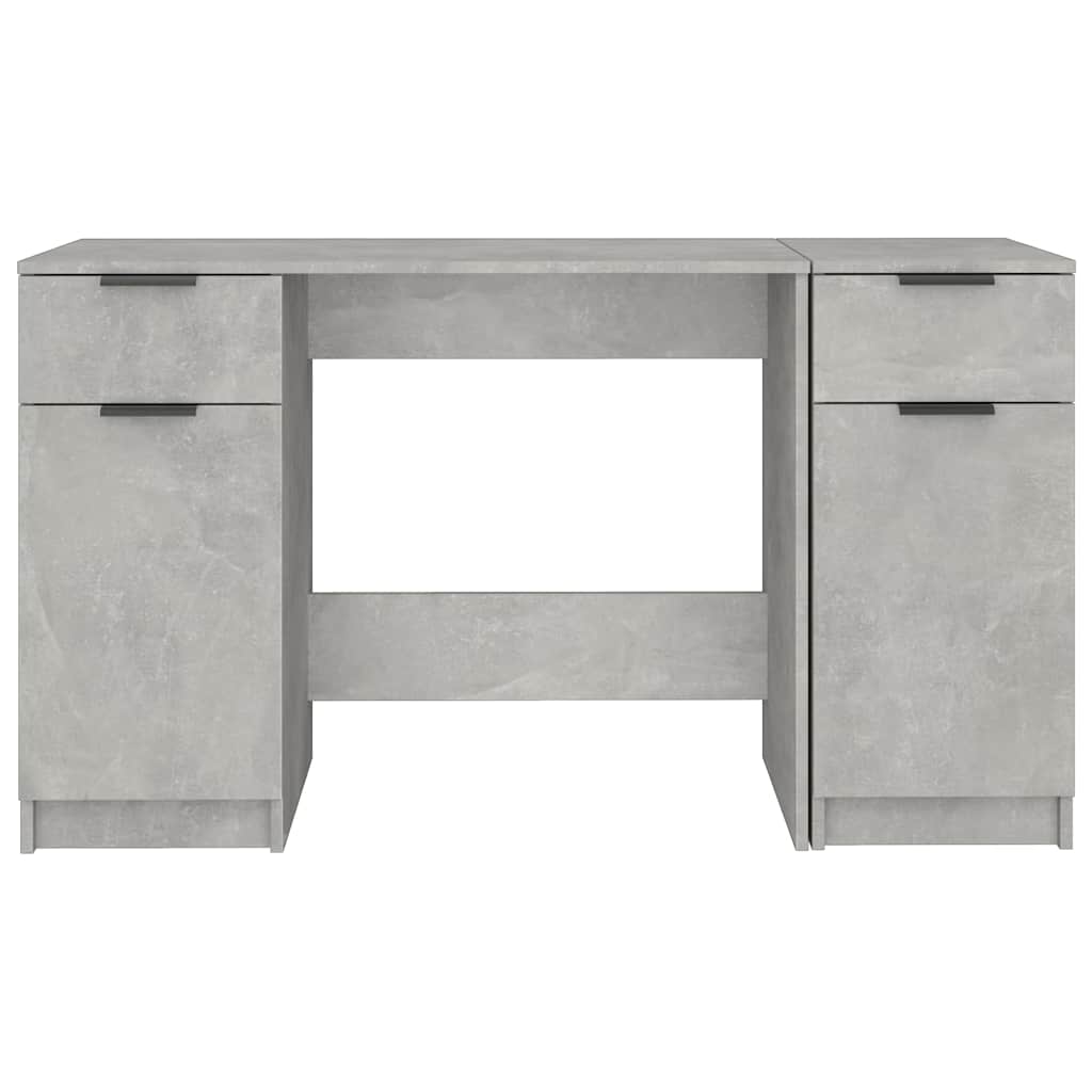 Desk with Side Cabinet Engineered Wood Concrete grey
