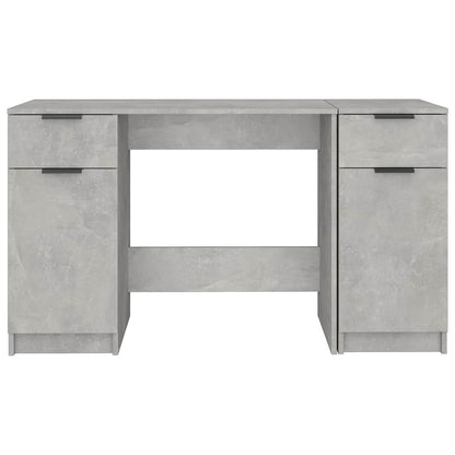 Desk with Side Cabinet Engineered Wood Concrete grey