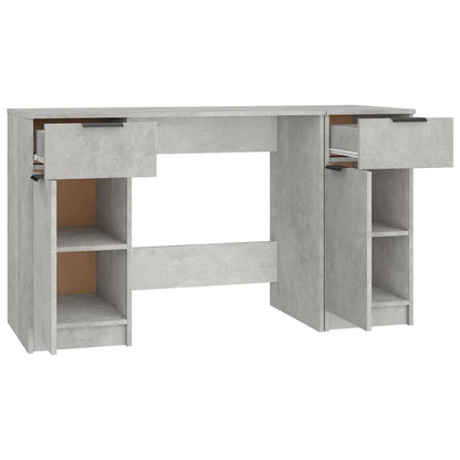 Desk with Side Cabinet Engineered Wood Concrete grey