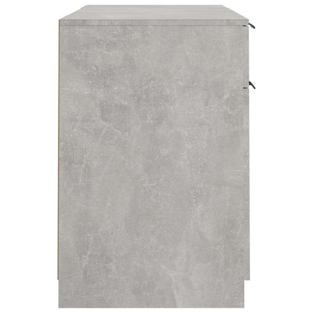 Desk with Side Cabinet Engineered Wood Concrete grey